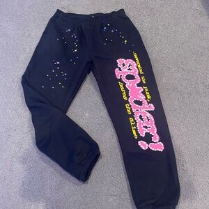 Men's Black Sweatpants with Pink and Yellow Graphic